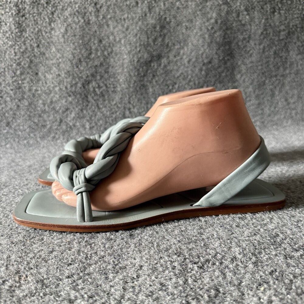Zara Braided Slide Sandals Green Faux Leather Slip-On Women’s US 10 EU 41 - Picture 5 of 9